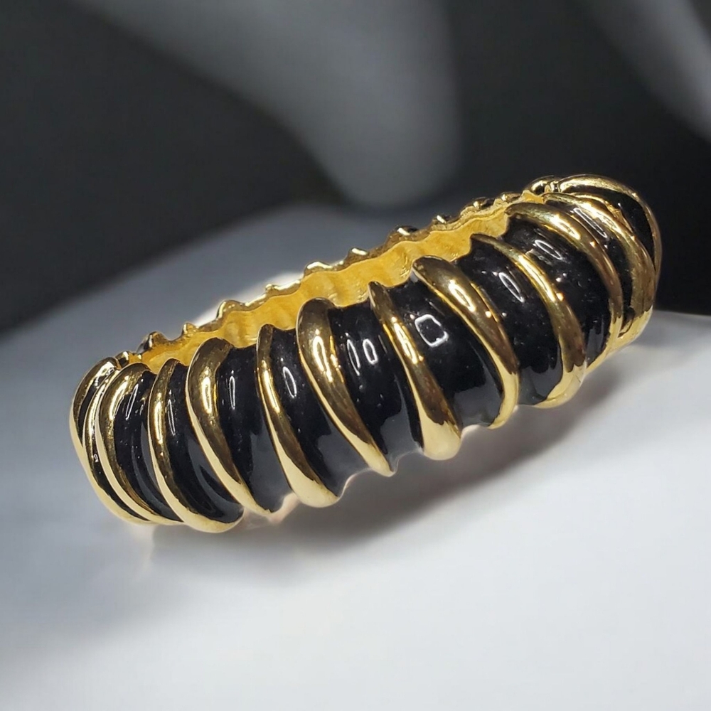 Chunky LES BERNARD VO Gold Enamel Clamper Bracelet